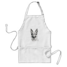 German Shepherd Drawing Portrait Apron | Dog Lover