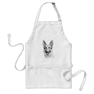 German Shepherd Drawing Portrait Apron   Dog Lover
