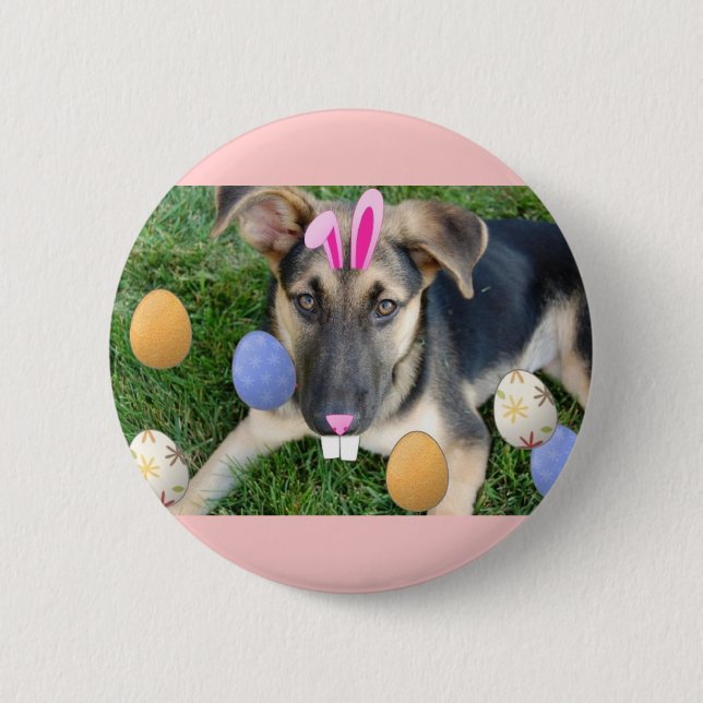 German Shepherd Easter Puppy 2 Inch Round Button (Front)