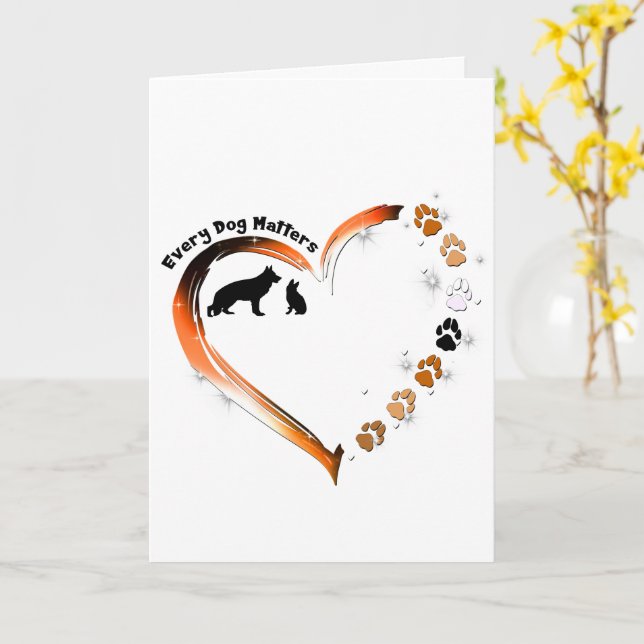 German Shepherd Every Dog Matters Heart Pet Paws Card (Yellow Flower)