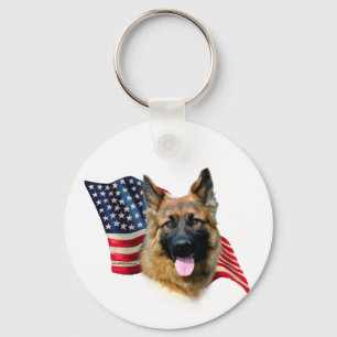 German Shepherd Flag Keychain