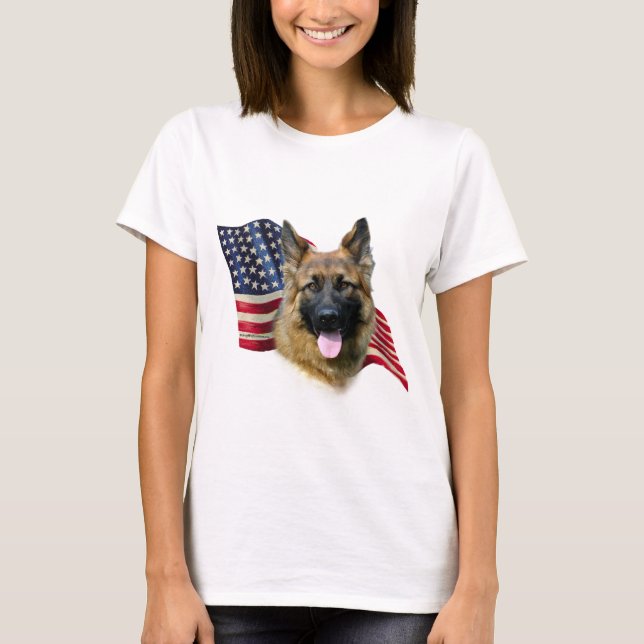 German Shepherd Flag T-Shirt (Front)