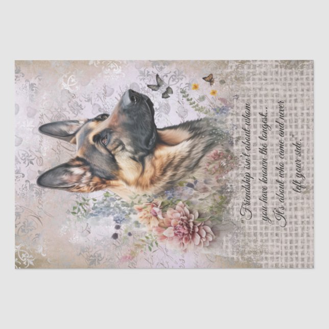 German Shepherd Floral Dog Quote Tissue Paper (Front)