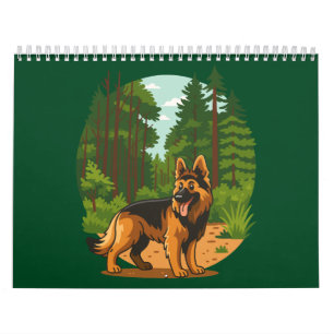 German Shepherd Forest Adventure Dog  Calendar