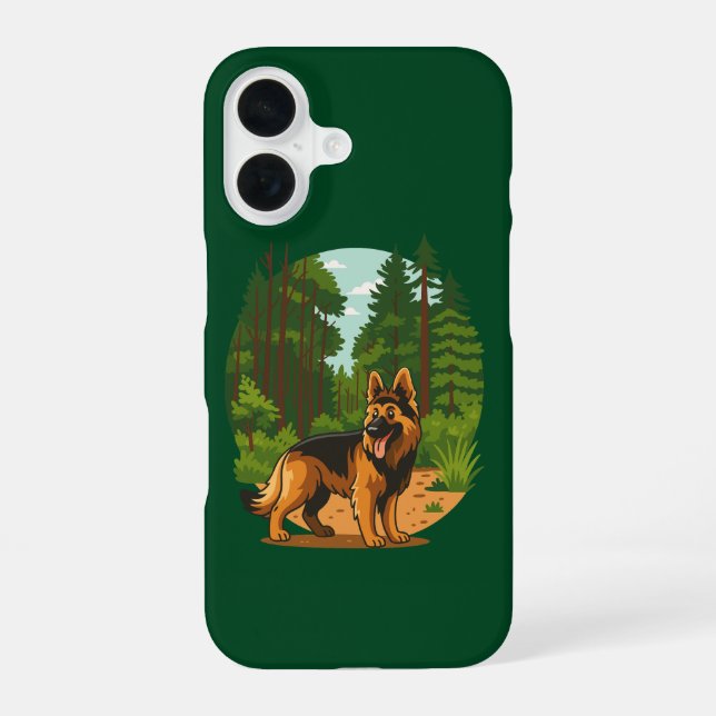 German Shepherd Forest Adventure Dog  iPhone 16 Case (Back)