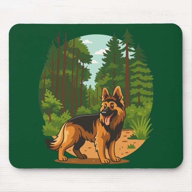 German Shepherd Forest Adventure Dog  Mouse Pad (Front)