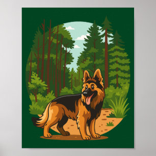 German Shepherd Forest Adventure Dog  Poster