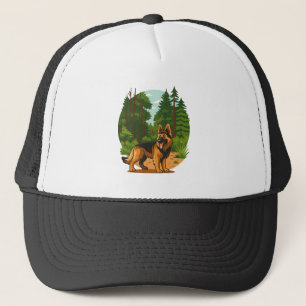 German Shepherd Forest Adventure Dog Trucker Hat