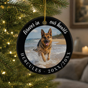 German Shepherd Forever In Our Hearts Black Ceramic Ornament