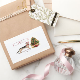 German Shepherd Funny Christmas Dog with Tree Sticker