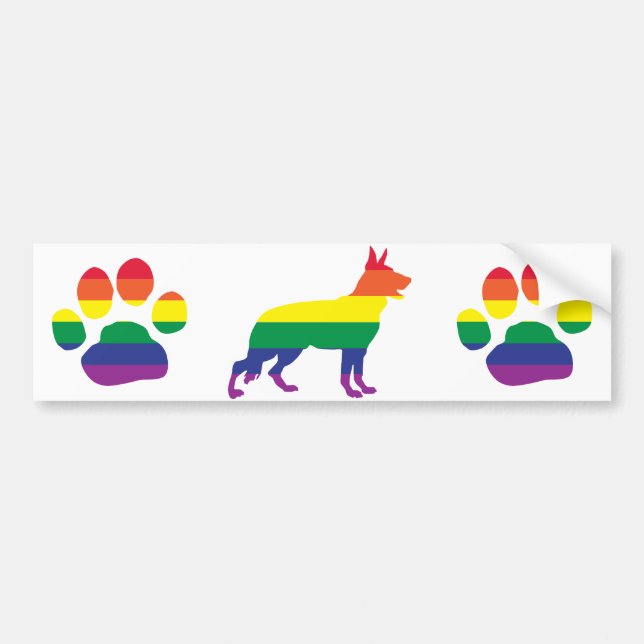 German Shepherd Gay Pride Bumper Sticker (Front)