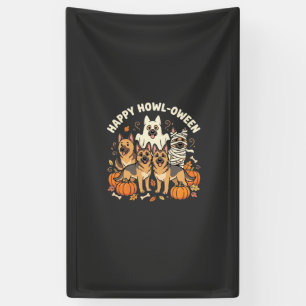 German Shepherd Ghost Halloween Howl-Oween Design_ Banner