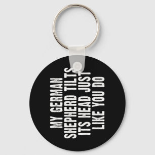 German Shepherd Gift Tilt Head Dog Cute Funny Keychain