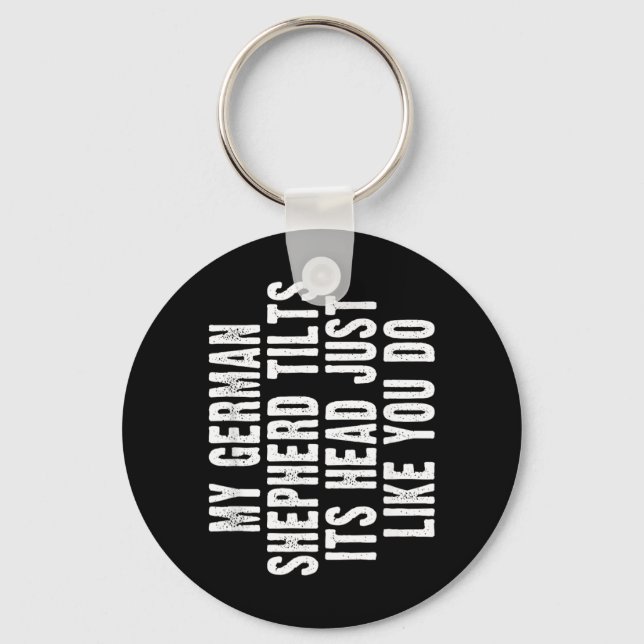 German Shepherd Gift Tilt Head Dog Cute Funny Keychain (Front)
