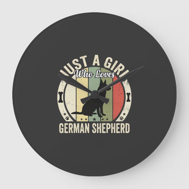 German Shepherd Girl Dog Lover Design (2)_1 Large Clock (Front)