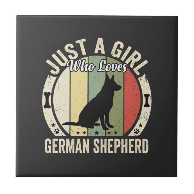 German Shepherd Girl Dog Lover Design (2)_1 Tile (Front)