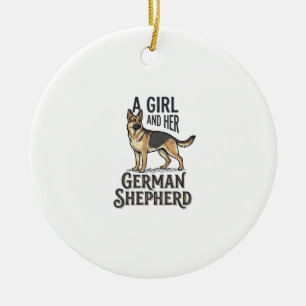 German Shepherd Girl Shirt Vintage Dog Lover Desig Ceramic Ornament