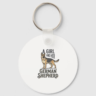 German Shepherd Girl Shirt Vintage Dog Lover Desig Keychain