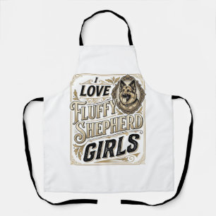 German Shepherd Girl Shirt Vintage Engraving Dog L Apron