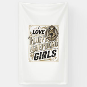 German Shepherd Girl Shirt Vintage Engraving Dog L Banner