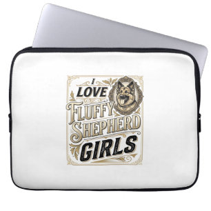 German Shepherd Girl Shirt Vintage Engraving Dog L Laptop Sleeve