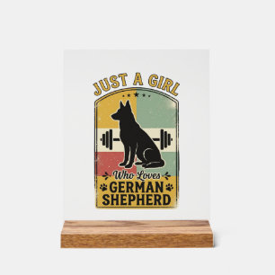 German Shepherd Girl Vintage Dog Lover Shirt Desig Acrylic Sign