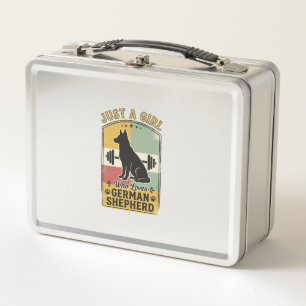 German Shepherd Girl Vintage Dog Lover Shirt Desig Metal Lunch Box