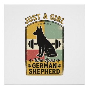 German Shepherd Girl Vintage Dog Lover Shirt Desig Poster