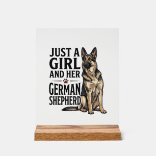 German Shepherd Girl Vintage Engraving Dog Lover D Acrylic Sign