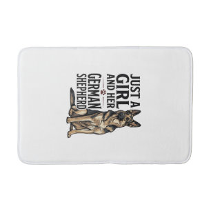 German Shepherd Girl Vintage Engraving Dog Lover D Bath Mat