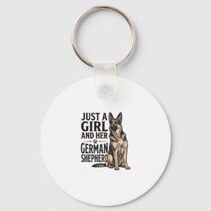 German Shepherd Girl Vintage Engraving Dog Lover D Keychain