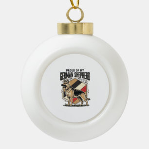 German Shepherd Graphic Vintage Engraving Dog Love Ceramic Ball Christmas Ornament