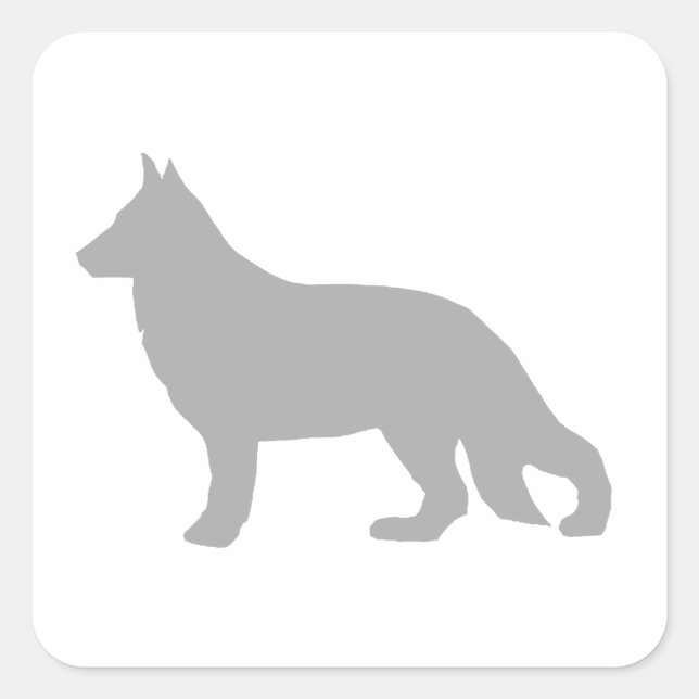 German Shepherd Grey Silhouette Square Sticker (Front)