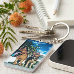 german shepherd group keychain