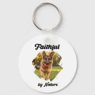 German Shepherd GSD Photo Faithful by Nature Keychain