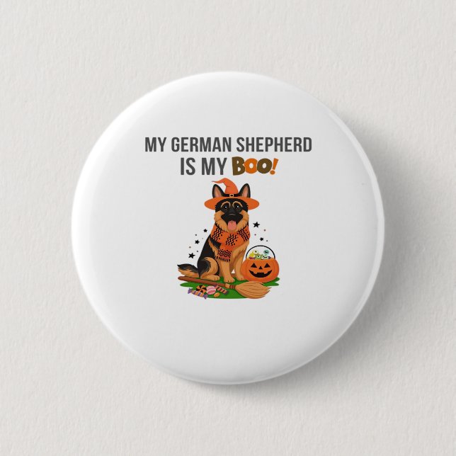 German Shepherd Halloween Costume  My German Sheph 2 Inch Round Button (Front)