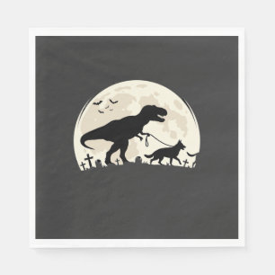 German Shepherd Halloween Dinosaur Moon Silhouette Napkin