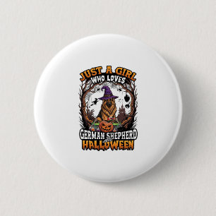 German Shepherd Halloween Dog Witch Hat Pumpkin_1 2 Inch Round Button