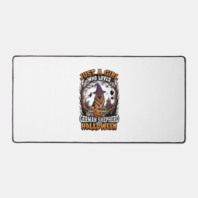 German Shepherd Halloween Dog Witch Hat Pumpkin_1 Desk Mat (Front)