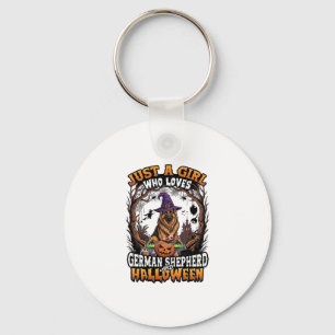 German Shepherd Halloween Dog Witch Hat Pumpkin_1 Keychain