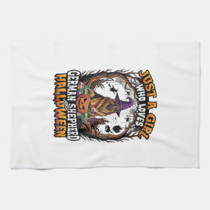 German Shepherd Halloween Dog Witch Hat Pumpkin_1 Kitchen Towel