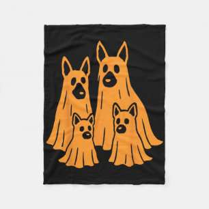 German Shepherd Halloween Ghost Family Funny Dog L Fleece Blanket