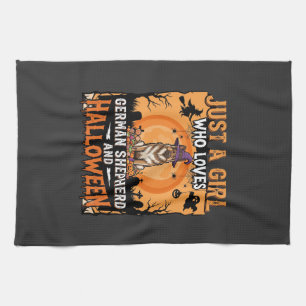 German Shepherd Halloween Girl Witch Dog Design Kitchen Towel