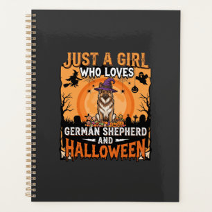 German Shepherd Halloween Girl Witch Dog Design Planner