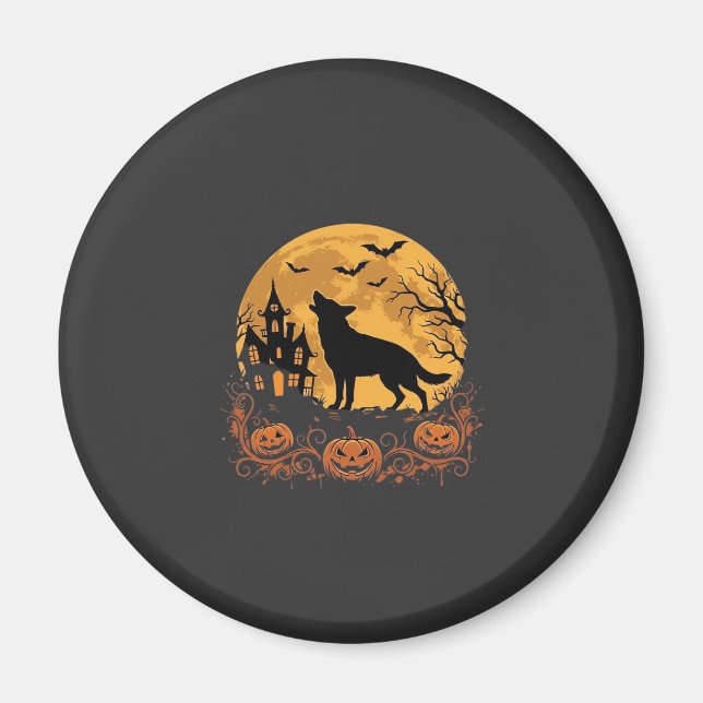 German Shepherd Halloween Moon Pumpkin Design_1 Magnet (Front)