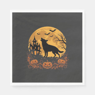 German Shepherd Halloween Moon Pumpkin Design_1 Napkin