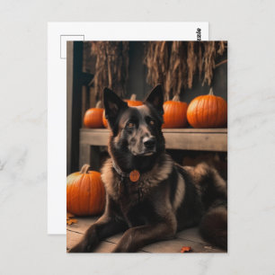 German Shepherd Halloween Postcard