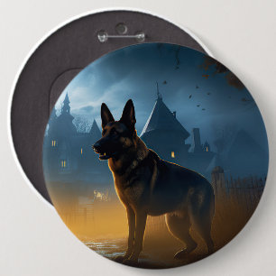 German Shepherd Halloween Scary 6 Inch Round Button