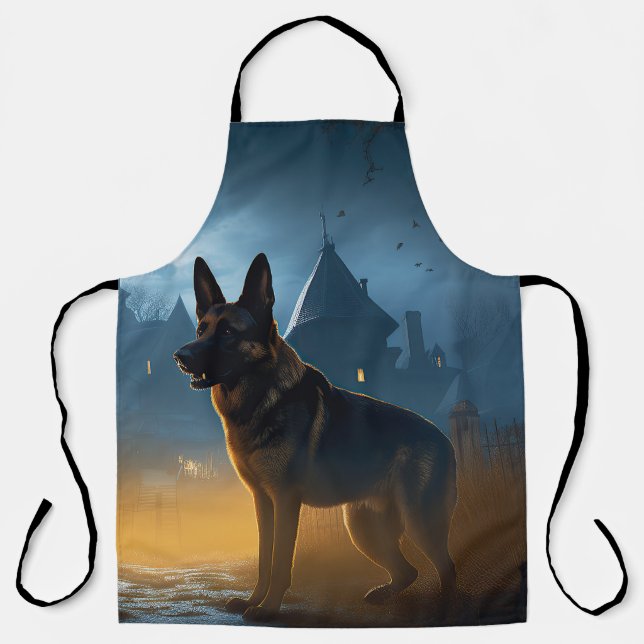 German Shepherd Halloween Scary Apron (Front)