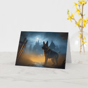 German Shepherd Halloween Scary Card